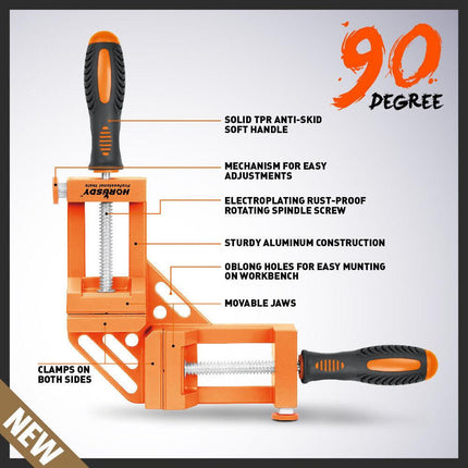 90° Degree Corner Clamp Welding Vice Woodworking Alloy Body With Quick Release.