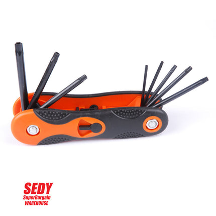 3x Folding Torx Key Hex Key Ball End Allen Key Set Tools Wrench Spanner Opener.