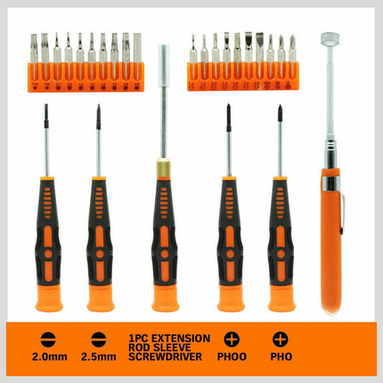 26Pc Precision Screwdriver Set Magnetic Pickup Hex Torx Philip Flat Bits Drive.