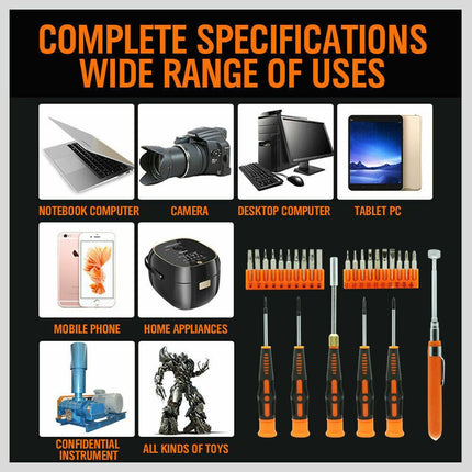 26Pc Precision Screwdriver Set Magnetic Pickup Hex Torx Philip Flat Bits Drive.