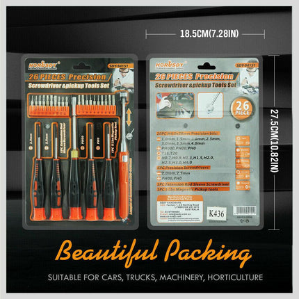 26Pc Precision Screwdriver Set Magnetic Pickup Hex Torx Philip Flat Bits Drive.