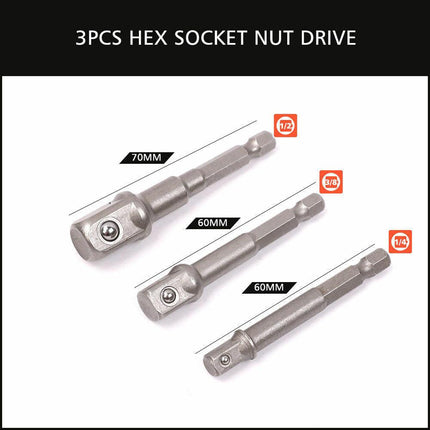16Pc Socket Bit Adaptor Set Power Drill Nut Driver Extension Screwdriver Bits.