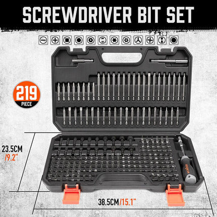 219-Piece Combination Security Bit Set Screw Driver Bit Tamper Proof Torx Box.