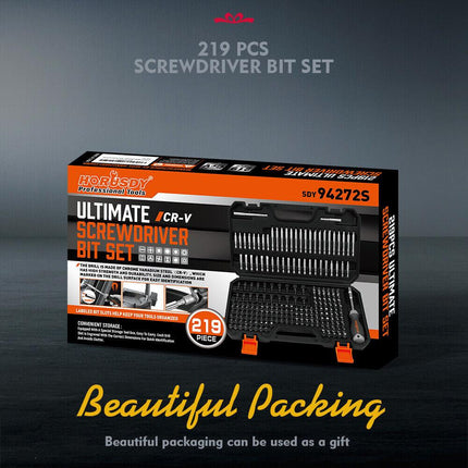219-Piece Combination Security Bit Set Screw Driver Bit Tamper Proof Torx Box.