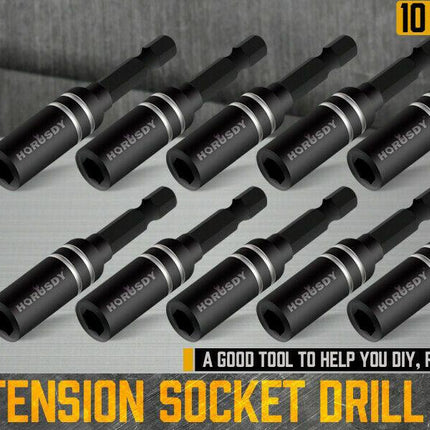 10Pc Magnetic Extension Socket Drill Bit Holder 1/4" Hex Screwdriver Nut Driver.