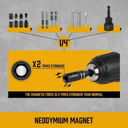 10Pc Magnetic Extension Socket Drill Bit Holder 1/4" Hex Screwdriver Nut Driver.