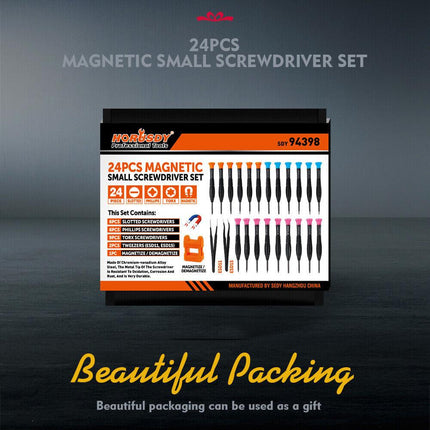24-Piece Magnetic Precision Screwdriver Set - Small Screwdrivers for Eyeglasses, Phones, Watches Electronics Repair.