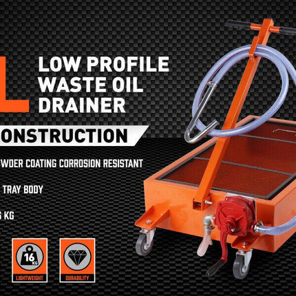 HORUSDY 76L Low Profile Waste Oil Drainer Mobile Workshop Pump Vehicle 4WD Truck.