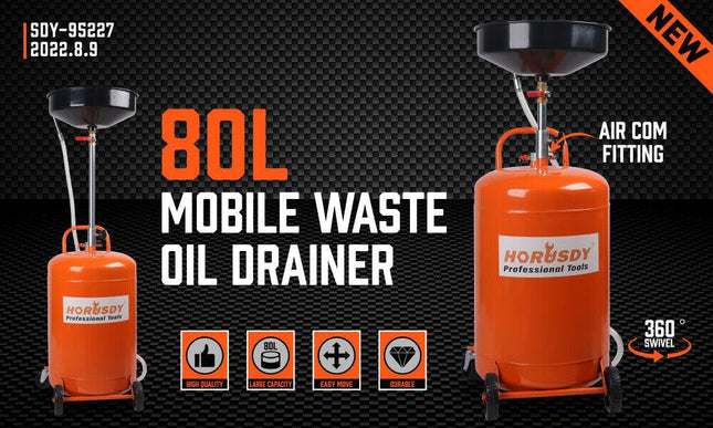 HORUSDY 80L Pneumatic Waste Oil Drainer Fluid Transfer Tank Air Car Workshop.