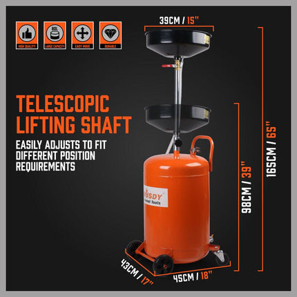HORUSDY 80L Pneumatic Waste Oil Drainer Fluid Transfer Tank Air Car Workshop.