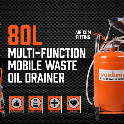 HORUSDY 80L Waste Oil Drainer Pneumatic Fluid Collection Workshop with Extractor.