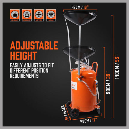 HORUSDY 80L Waste Oil Drainer Pneumatic Fluid Collection Workshop with Extractor.