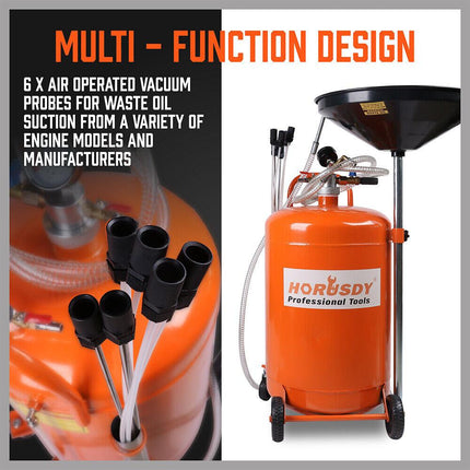 HORUSDY 80L Waste Oil Drainer Pneumatic Fluid Collection Workshop with Extractor.