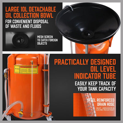 HORUSDY 80L Waste Oil Drainer Pneumatic Fluid Collection Workshop with Extractor.