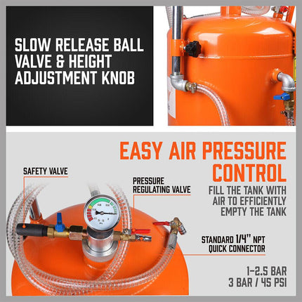 HORUSDY 80L Waste Oil Drainer Pneumatic Fluid Collection Workshop with Extractor.