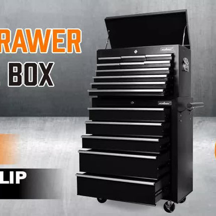 Black15 Drawer Tool Box Trolley Cabinet Storage Cart Garage Toolbox Organiser.