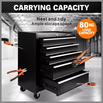 Black15 Drawer Tool Box Trolley Cabinet Storage Cart Garage Toolbox Organiser.