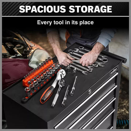 Black15 Drawer Tool Box Trolley Cabinet Storage Cart Garage Toolbox Organiser.