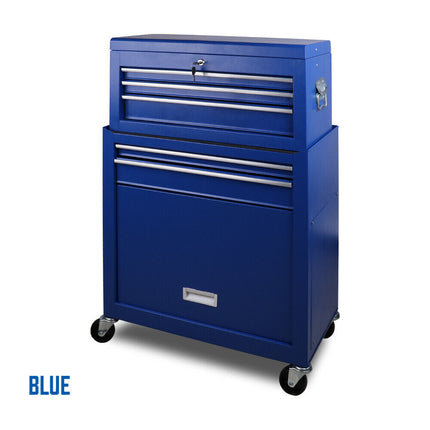 7 Drawer Tool Box Chest Cabinet Trolley Toolbox Garage Storage Lockable Blue.
