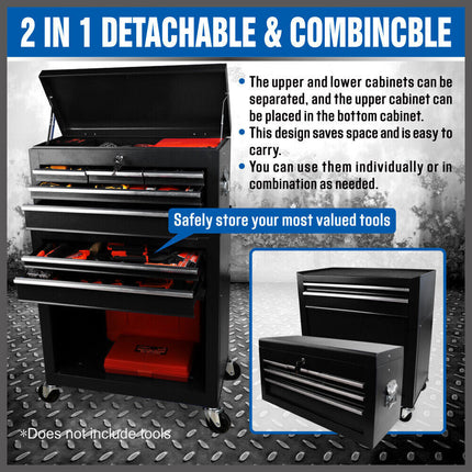 7 Drawer Tool Box Chest Cabinet Trolley Toolbox Garage Storage Lockable Blue.