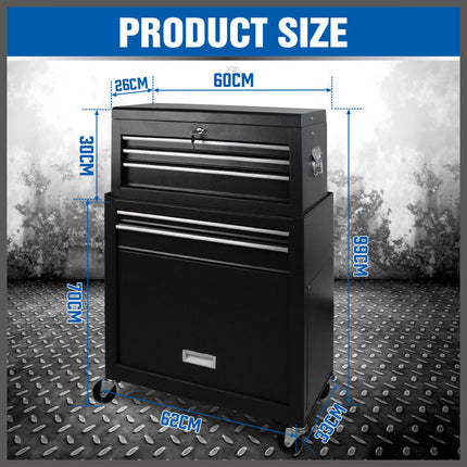 7 Drawer Tool Box Chest Cabinet Trolley Toolbox Garage Storage Lockable Blue.