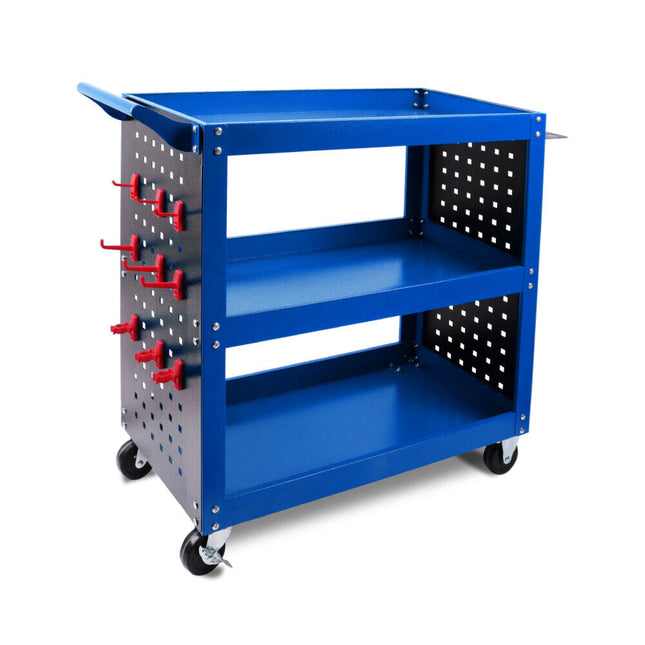 Blue 3-Tier Tool Cart Storage Trolley Toolbox Workshop Garage Organiser 150kg Blue.