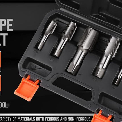 HORUSDY 6Pc NPT Pipe Tap Set Thread Tap Screw Tool 1/8" 1/4" 3/8" 1/2" 3/4" 1".