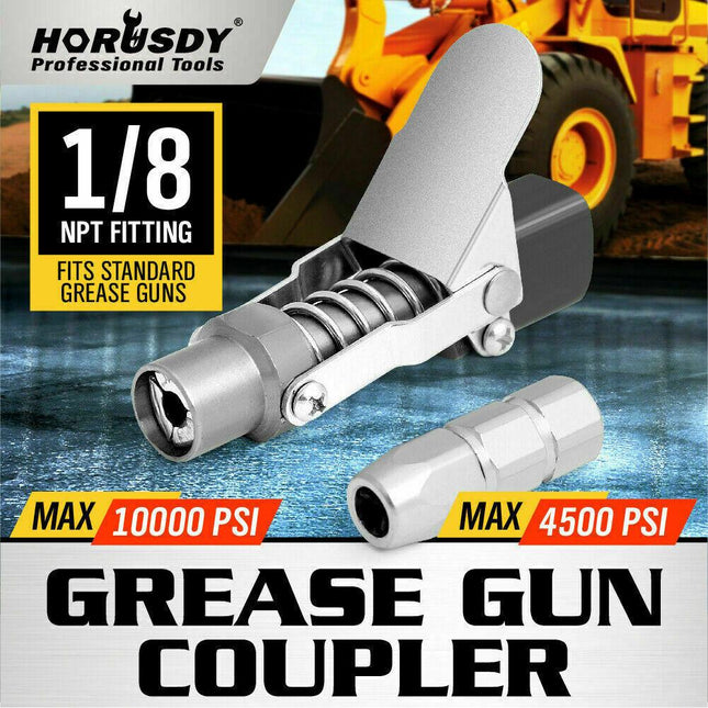 Grease Gun Coupler Quick Release & Lock 1/8‘’ NPT Rated 10,000 PSI Storage Case.