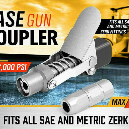 Grease Gun Coupler Quick Release & Lock 1/8‘’ NPT Rated 10,000 PSI Storage Case.