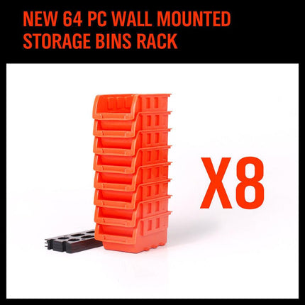 NEW 8 PC Wall Mounted Storage Bins Rack Set Nuts Bolts Organizer Parts 97903.