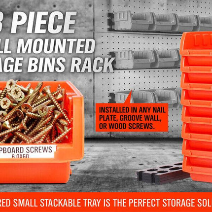 NEW 8 PC Wall Mounted Storage Bins Rack Set Nuts Bolts Organizer Parts 97903.
