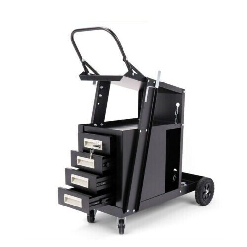 4-Drawer Welding Cart MIG Welder Trolley Cabinet TIG ARC MMA Plasma Cutter Bench.