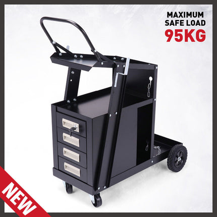 4-Drawer Welding Cart MIG Welder Trolley Cabinet TIG ARC MMA Plasma Cutter Bench.
