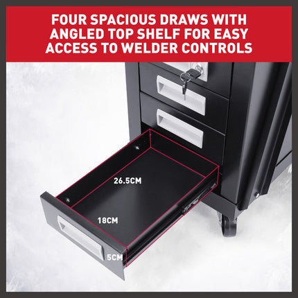 4-Drawer Welding Cart MIG Welder Trolley Cabinet TIG ARC MMA Plasma Cutter Bench.