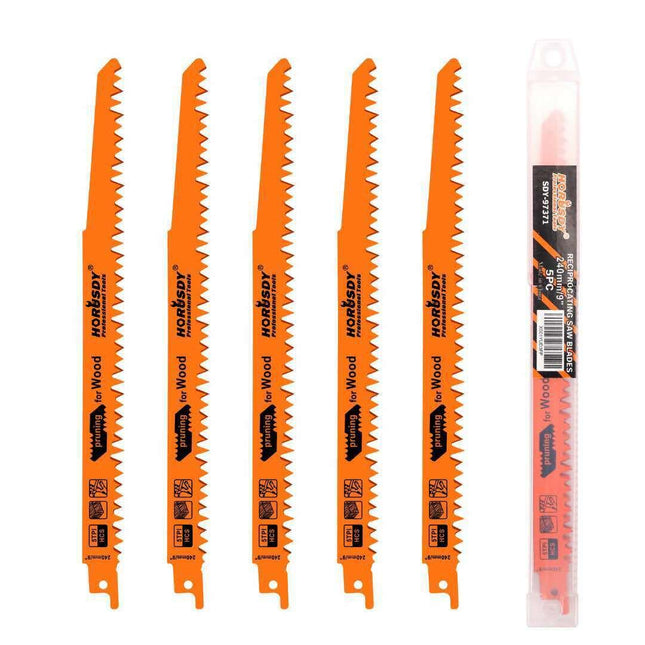 5Pc 9" / 240mm Reciprocating Saw Blades 5TPI Wood Timber Pruning Tool W/T Case.