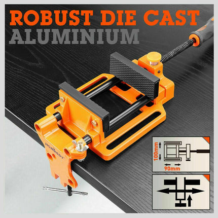 90mm Drill Press Bench Vice Quick Release Clamp Jaw Soft Grip Hand Pads Woodwork.