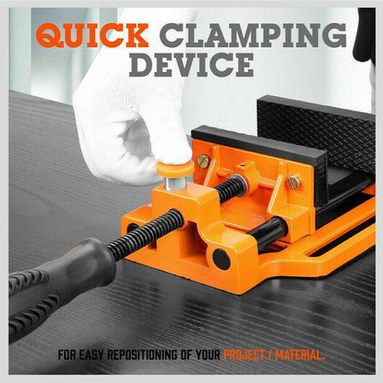 90mm Drill Press Bench Vice Quick Release Clamp Jaw Soft Grip Hand Pads Woodwork.