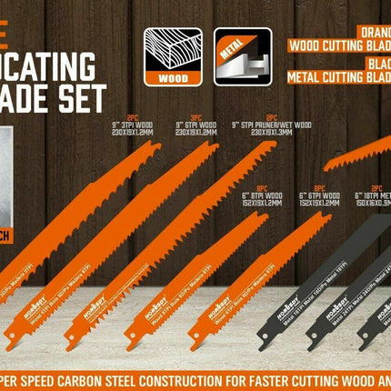 34-Piece Reciprocating Saw Blade Set Wood and Metal Cutting Blades with Storage Pouch.
