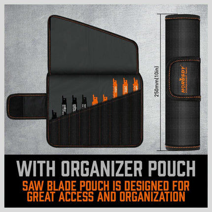 34-Piece Reciprocating Saw Blade Set Wood and Metal Cutting Blades with Storage Pouch.