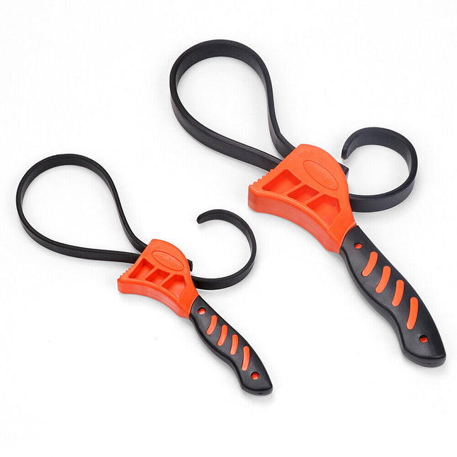 2Pc Adjustable Strap Wrench Rubber Belt Spanner Multi-Purpose Jar Opener Filter.