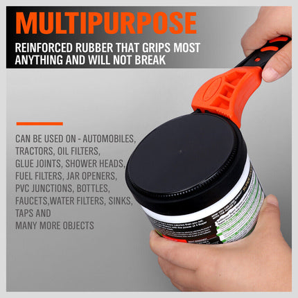 2Pc Adjustable Strap Wrench Rubber Belt Spanner Multi-Purpose Jar Opener Filter.