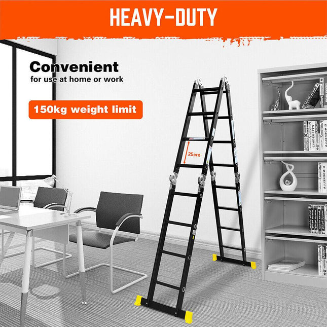 4.7M Multi Purpose Ladder Aluminium Folding Platform Extension Step Non-Slip Au.