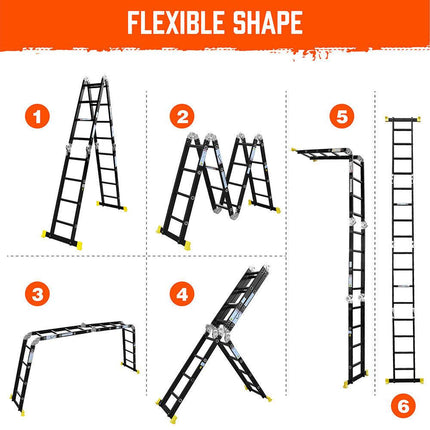 4.7M Multi Purpose Ladder Aluminium Folding Platform Extension Step Non-Slip Au.