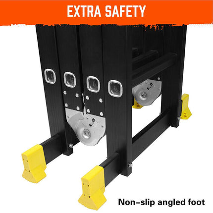 4.7M Multi Purpose Ladder Aluminium Folding Platform Extension Step Non-Slip Au.