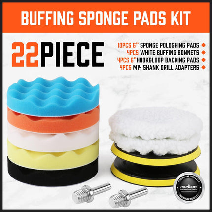 11Pcs 6" Buffing Waxing Polishing Pads Sponge Pad Set For Car Polisher Drill.