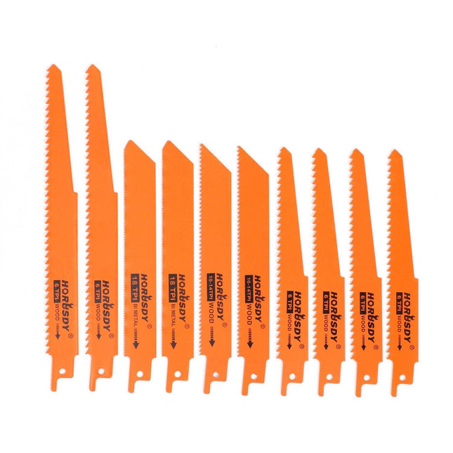 10Pc Reciprocating Saw Blades Set For Wood Metal Timber Demolition Cutting Tool.