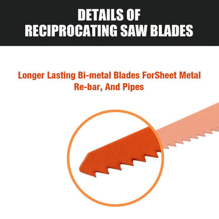 10Pc Reciprocating Saw Blades Set For Wood Metal Timber Demolition Cutting Tool.
