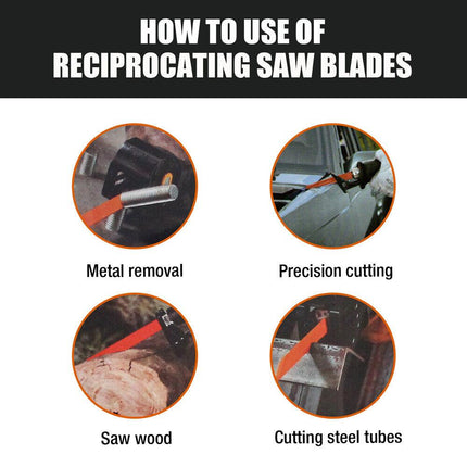 10Pc Reciprocating Saw Blades Set For Wood Metal Timber Demolition Cutting Tool.