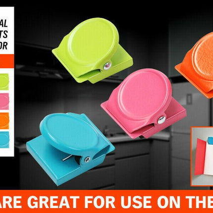 16Pc Magnetic Spring Clamps Magnet Refrigerator Clips Note Holder Fridge Tips.