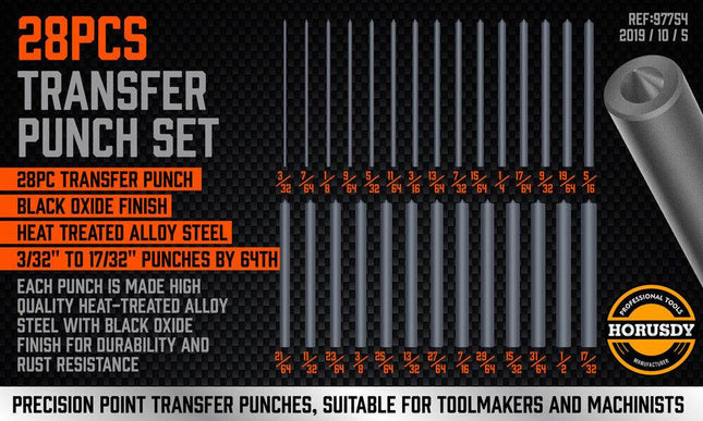 28x Center Transfer Punches Set Machinists Tool Punch Stand Heat Treated Steel.